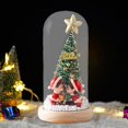 thumbnail image 3 of Mini árbol de Navidad de mesa con luz, adorno navideño, árbol de Navidad artificial. Base de madera, 3 of 7