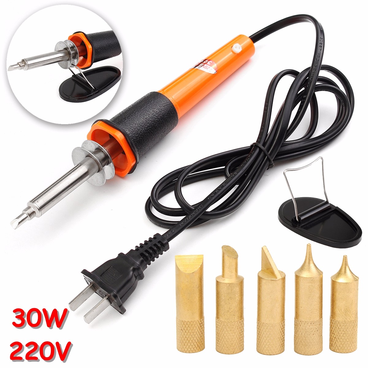 Wood Burning Pen Kit 30W Pyrography Craft Soldering Iron + Tips + Stand