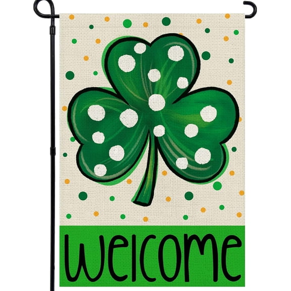 St Patrick's Day Double Sided Garden Flag 12x18 Inch Shamrock Outdoor Yard Decoration