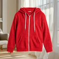 thumbnail image 5 of Cethrio Girls Zip up Sweaters, Casual Long Sleeve Hooded Lightweight Fall Outerwear Red Size 11-12 T, 5 of 5