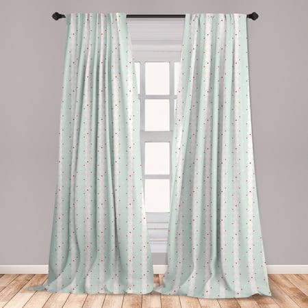 Vintage Teal Curtains Teal and White Curtains 2 Panels Set, Vintage Shabby Form Composition with Little Dots and Ornaments, Window Drapes for Living Room Bedroom, Baby Blue Orange White, by Ambesonne ()