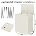 thumbnail image 5 of WOWLIVE Cesto para la colada doble de 154 L con tapa y bolsas de lavandería extraíbles, cesto grande para ropa sucia, cesto para la colada plegable de 2 secciones, almacenamiento en habitación para do, 5 of 5