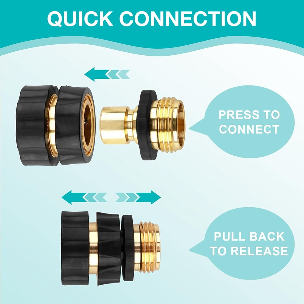 Shopmall 6 Pcs Brass Garden Hose Quick Connector， No-Leak 3/4 Inch Thread Garden Quick Connect Kit, Male and Female Attachment Quick Release Water Hose Adapter for Washing, Watering