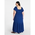 thumbnail image 5 of Terra & Sky Women's Plus Size Sweetheart Maxi Dress with Flutter Sleeves, Sizes 0X-5X, 5 of 5