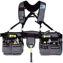 Tool Belt with Suspenders - 33-Pockets Heavy Duty Tool Belts for Men with Tool Pouch,Detachable & Adjustable Work Belt Bag for Electrician,Carpenter,Construction,Utility Toolbelt，Balck$$Tools