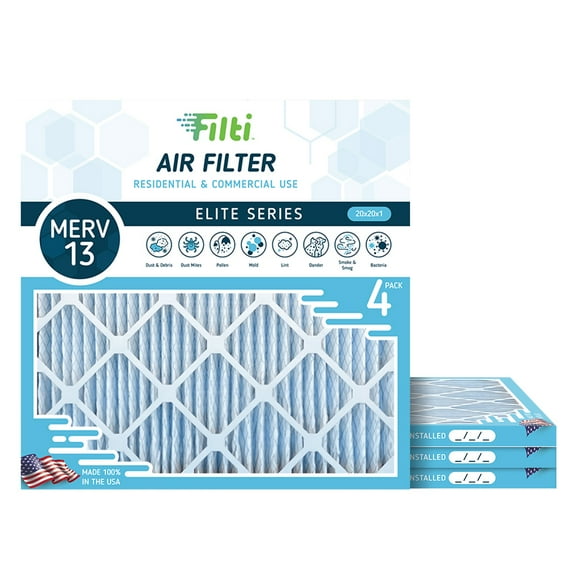 Filti 7500 Pleated Home HVAC Furnace 20x20x1 MERV 13 Air Filter (4 Pack)
