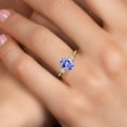 thumbnail image 4 of Gem Stone King 10K Yellow Gold Blue Tanzanite and Lab Grown Diamond 3-Stone Ring for Women | 1.38 Cttw | Oval 8X6MM | Gemstone December Birthstone | Size 8, 4 of 6