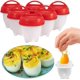 thumbnail image 1 of Huevos duros sin cáscara, 6 piezas/juego, escalfadores de huevos de silicona antiadherentes, hervidores de huevos de silicona para cocinar al vapor, sin BPA, 1 of 4