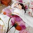 thumbnail image 4 of Homewish Pink Flower Floral Bedding Comforter Set 7pcs for Women, Fashion Marble Artwork King Bedding Sets, Splash Watercolor Reversible Bed Sheets, Ultra Soft Bedroom Decor, 4 of 7