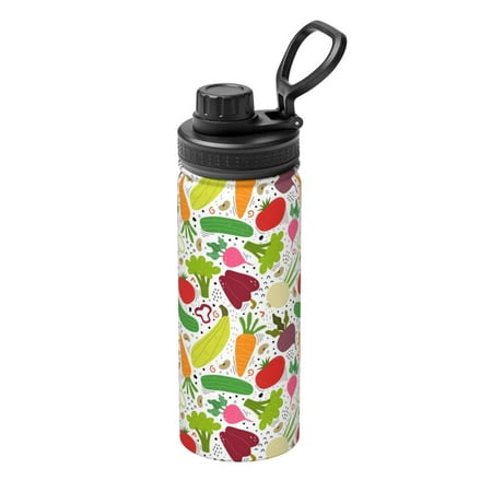 

Goofa Cartoon Vegetables Print 18oz Sports Insulated Kettle With Straw Water Bottle Sports Water Bottle For Running Hiking Cycling Climbing Mans Womans