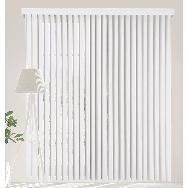 Calyx Interiors White Vinyl Vertical Blind 78 in. W x 84 in. L with 3.5 in. Slats, 04VS2780840