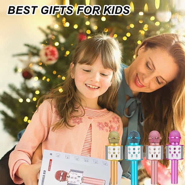 Micro Karaoké Enfant Sans Fil T97 – 5 Effets Vocaux Magiques, Lumières LED Dansantes, Bluetooth 5.3 – Cadeau Anniversaire Top Pour Filles Et Garçons 3-12 Ans (Vert – 1 Micro)