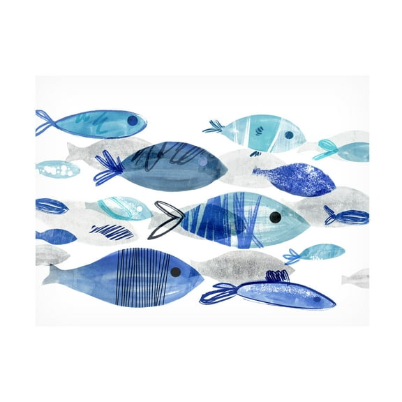 Annie Warren 'Fish Parade I' Canvas Art