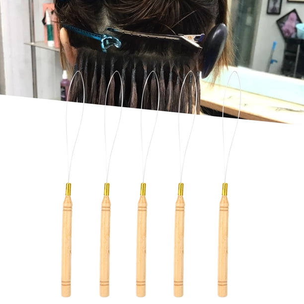 Aguja De Bucle De Madera, Práctica Herramienta De Gancho Para Tirar, Prevención De Moho, Sensación Cómoda Para El Cabello