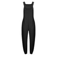 thumbnail image 4 of Black and Friday Deals Clearance GaThRRgYP Womens Trousers High Waisted,Fashion Women Casual Cold Shoulder Jumpsuit Solid Button Suspender Jumpsuits Wide Pocket Leg Pant, 4 of 6