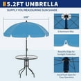 thumbnail image 6 of Towallmark 6 Piece Patio Dining Set with Umbrella,&nbsp;Outdoor Furniture Set Includes 4 Folding Chairs, Tempered Glass Top Table, Garden Dining Set, Bule, 6 of 7