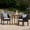 Teak/Multibrown/Beige, variant on Jameson Outdoor 3 Piece Acacia Wood and Wicker Bistro Set with Cushions, Gray, Gray, Silver