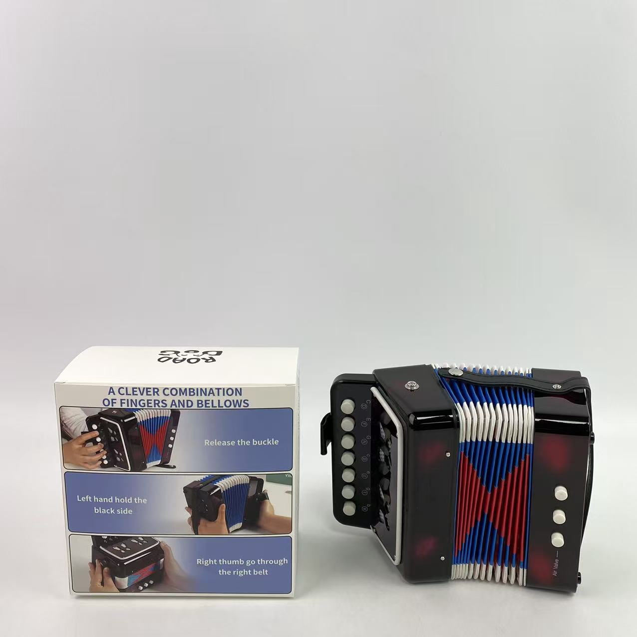 ROAD DOG Musical instruments, Accordion 10 button accordion toy for beginners, lightweight and environmentally friendly (10 button black)
