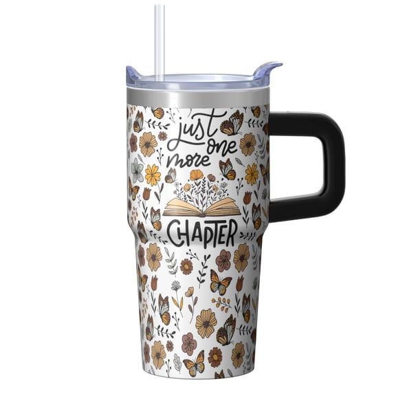 20OZ Butterfly Coffee Tumbler with Handle Straw Lid Flower Pattern Travel Mug Stylish Drinkware Perfect Gift for Women Friends Ideal for Holiday Birthday Party Favors Daily Gym Office Use