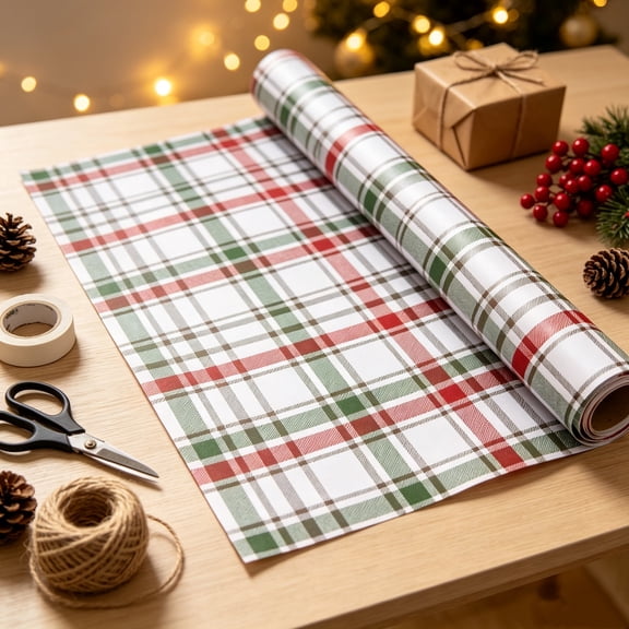 Christmas Wrapping Paper, 118 Inch Kraft Gift Wrap Roll with Assorted Holiday Designs, Vintage Christmas Wrapping Paper for Gifts, Gift Boxes, Crafts, Parties and Holiday Decor