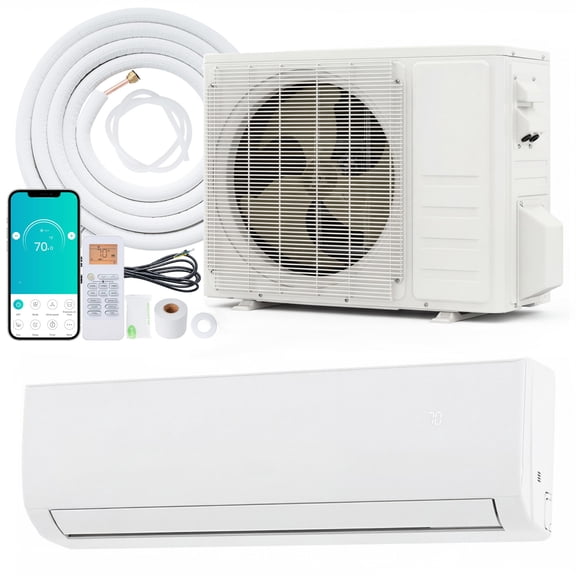 ELLEGNT 9000 BTU EcoGuard Mini Split Air Conditioner & Heater, 19 SEER2 Wifi Split AC Unit for Spaces Up to 450 Sq. Ft, 115V Energy Efficient Inverter AC with Heat Pump & Installation Kit