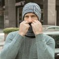 thumbnail image 4 of Promotion Liquidation Bonnet Tricoté Écharpe Réchauffeur de Visage Ensemble Bonnet Chapeau Écharpe Hommes Automne Hiver Bonnet Tricoté Moelleux Couvre-Chef, 4 of 5