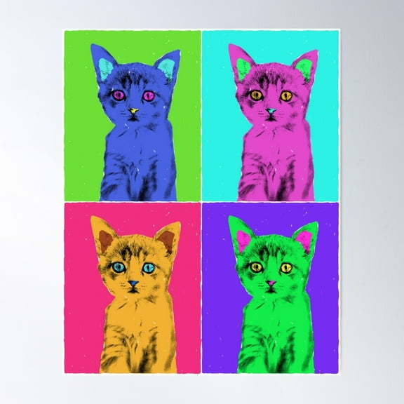 Warhol Cat Poster Wall Art, Modern Wall Decor For Living Room Bedroom, 8x12 UNFRAMED