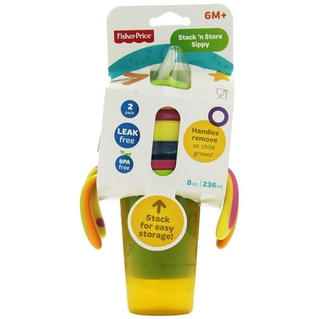 Fisher-Price Stack 'n Store Sippy Cup with Straw, 2-Pack, BPA-Free