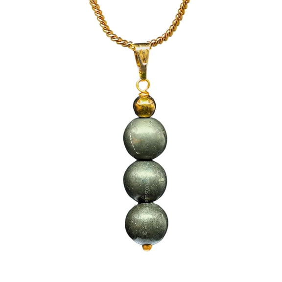 Pyrite Bead Necklace - Golden Necklace Pendant Jewelry for Women