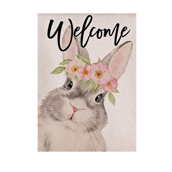 Oioii Easter Garden Flag Cute Double Sided Printing Spring Flag With Bunnies Eggs Plants Suitable For Yard Lawn Easter Holiday Decoration,A