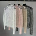 thumbnail image 3 of YM YOUMU Women Rhinestone Sheer Mesh Tops See Through Shirt Long Sleeve Glitter Shiny Blouse, 3 of 5
