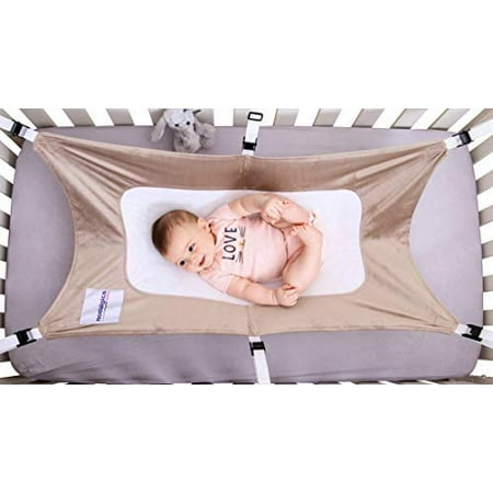 Baby Hammock (36 inches X 22 inches) for Crib with 6 Strong Straps and Metal Buckles (4) Fits Most Cribs. Mimics Womb Newborn Bassinet, Perfect for