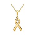 thumbnail image 1 of Pendentif Ruban de Sensibilisation au Cœur en Or Jaune 14K avec Chaîne, 1 of 4