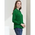 thumbnail image 4 of DARING DIVA Women's Peter Pan Collar Ruffle Long Sleeve Shirt S Deep Green, 4 of 6