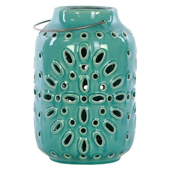 Urban Trends Ceramic Round Lantern with Starburst Design