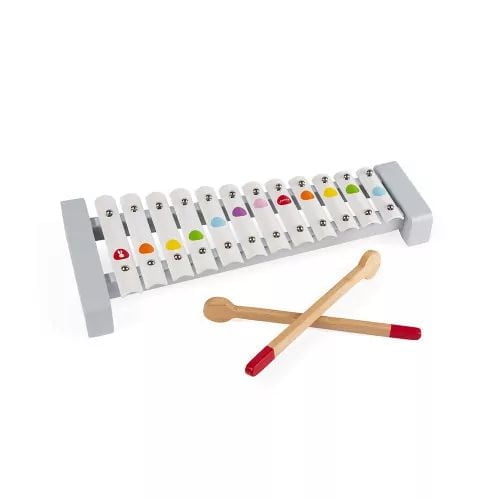 Janod - Xylophone en Bois et Métal Confetti - Jouet d'Imitation et d'Éveil Musical - à partir de 2 Ans