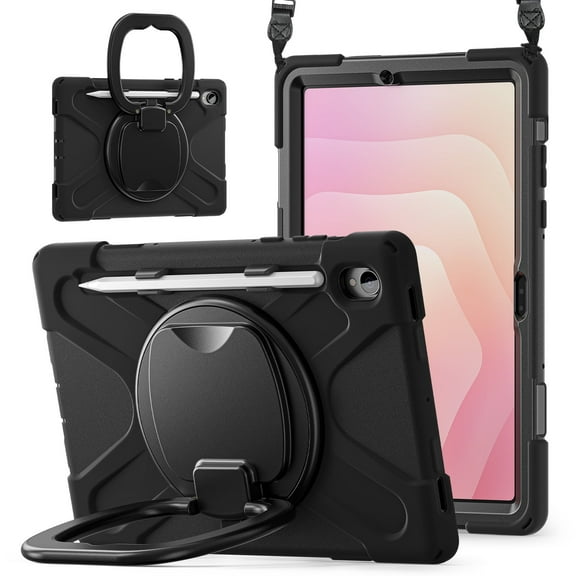 Case for Samsung Galaxy Tab S11 11 inch 2025 Released, 360 Degree Rotating Hand Grip Shockproof Cover with Shoulder Strap, Black