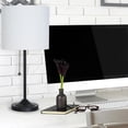 thumbnail image 1 of hometrends Matte Black Stepped Base Table Lamp with White Shade, 1 of 4