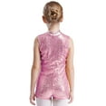thumbnail image 4 of iiniim Kids Girls Sequins Sleeveless Short Jumpsuit Ballet Dance Biketard Gymnastics Leotard Unitard Pink 10, 4 of 6