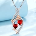 thumbnail image 2 of Taioiat Double Birthstone Necklaces for Women 18K Gold Plated Birthstone Rose Flower Jewelry Anniversary Valentines Day Mother's Day Birthday Gifts for Her Wife Girlfriend Mom, 2 of 7