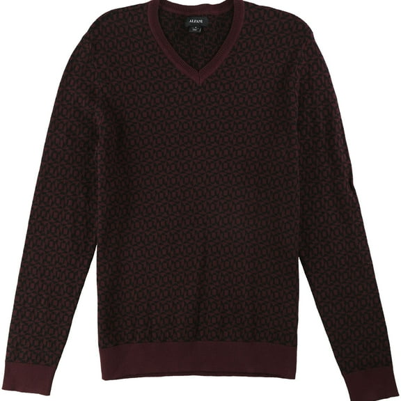 Alfani Mens Geometric Pullover Sweater, Red, XX-Large