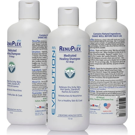 BEST Itchy Dog Shampoo. RenuPlex PLUS Medicated Dog Shampoo. SAFE, All Natural Dog Shampoo for Itchy Skin and Dog Dry (The Best Dog Shampoo For Itchy Skin)