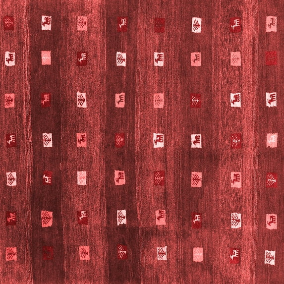 Ahgly Company Indoor Square Abstract Red Contemporary Area Rugs, 5' Square