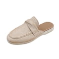 thumbnail image 2 of Women's Fashion Casual Backless Loafers, Comfortable Flat Mules, Stylish Ethnic Trendy Half-Slippers, Soft Faux Material, Perfect for Leisure Outdoor Daily Wear Khaki C, 2 of 9