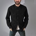 thumbnail image 1 of pstuiky camisas de manga larga para hombre, Camiseta lisa de manga larga con cuello vuelto para hombre, informal, elegante, cómoda, con bolsillos y botones, con capucha tops de invierno para hombre m, 1 of 6