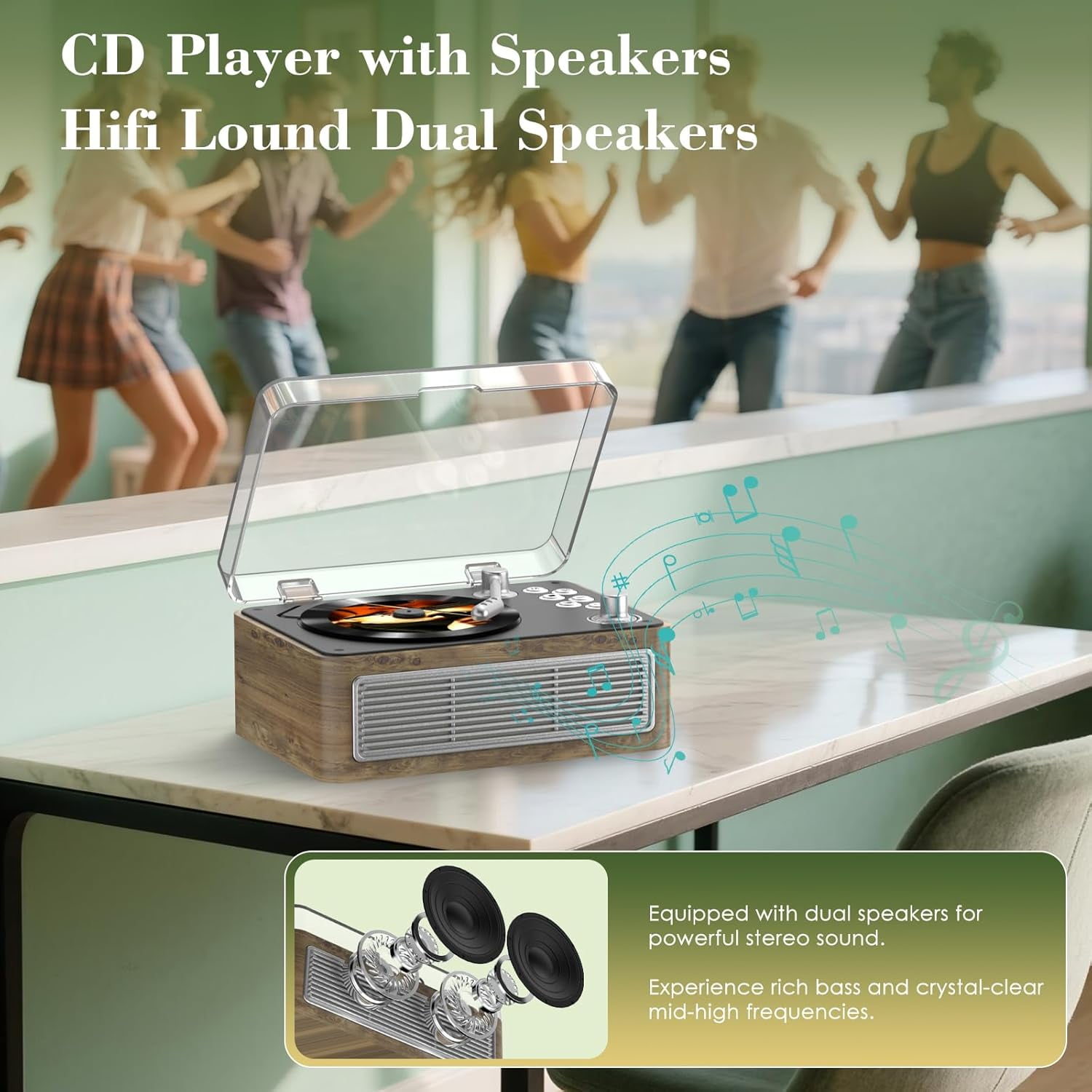 Qoosea CD Player Portable Bluetooth: CD Players for Home with Speakers Rechargeable & Radio & Remote Control Vintage CD-Player Support USB/AUX Playback Headphone Jack