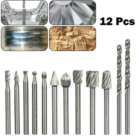 

12pcs Carbide Rotary Burrs Drill Bits Carving Milling Cutter Deburring Grinding