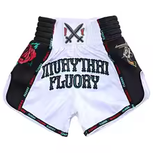 white, variant on Muay Thai Boxing Shorts Colorful Line Rose Embroidery Women's Fitness Gym Sportswear Active Wear Casual Pants