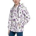 thumbnail image 2 of Honeii Lavender Flowers Pattern Long-Sleeve Hooded Sweatshirt Pullover Hoodie for Boys and Grils-Medium, 2 of 6