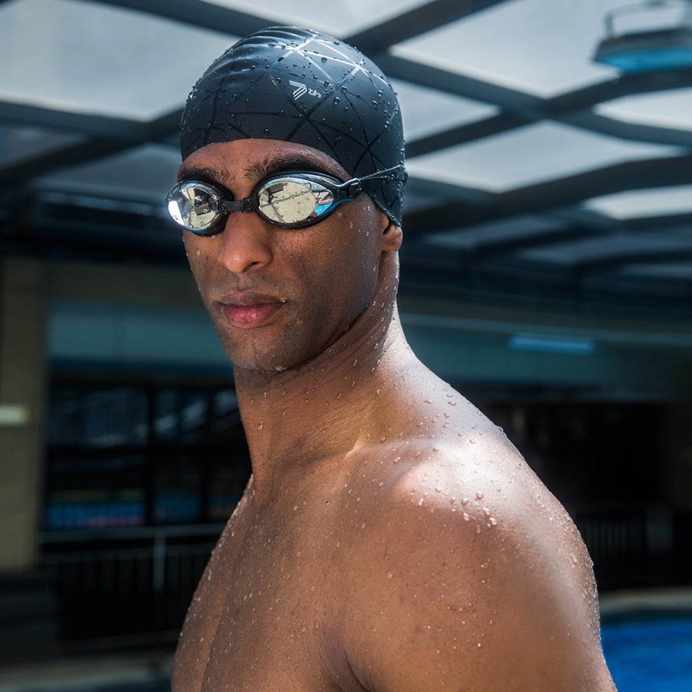 Adult Swimming Cap Swim Waterproof Hat & Adjustable Sports Goggles 